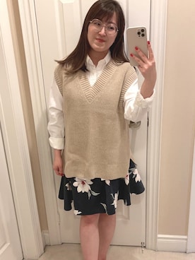 「H&M（エイチ・アンド・エム）のアイテム（ベスト）」を使った、ViviaN😊さん（レディース・163cm）の春コーディネート