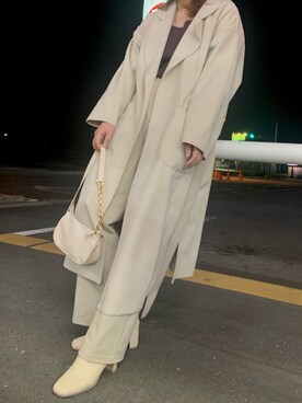 「春めきシューズ」｜「アイテム（チェスターコート）」を使った、ennuimenさん（レディース・163cm）の春コーディネート