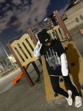 「PUMA（プーマ）のアイテム（帽子）」を使った、SCRABIEさん（メンズ・165cm）の冬コーディネート