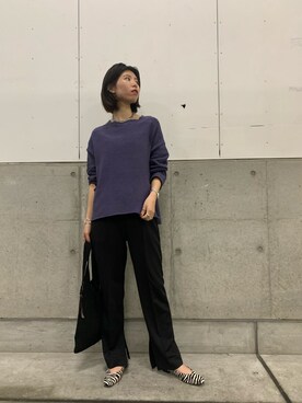 「CAPRICIEUX LE'MAGE（カプリシューレマージュ）のピンタックカットパンツ（その他パンツ）」を使った、gussan_lemageさん（レディース・168cm）の秋コーディネート
