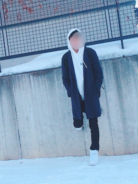 「WEGO（ウィゴー）のアイテム（チェスターコート、その他）」を使った、kazuyaさん（メンズ・165cm）の冬コーディネート