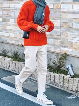 「GU（ジーユー）のアイテム（チノパンツ）」を使った、sawaさん（メンズ・173cm）の冬コーディネート