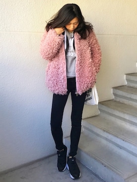 「moussy」｜「アイテム（ノーカラージャケット）」を使った、Ｓｈａｋｉｎ.さん（レディース・168cm）の冬コーディネート