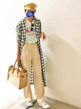 「アイテム（キャスケット、ホワイト系）」を使った、Ｓｈａｋｉｎ.さん（レディース・168cm）の春コーディネート