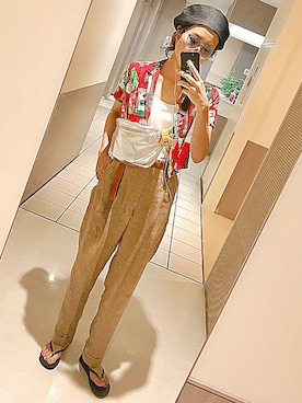 「TODAYFUL（トゥデイフル）のアイテム（ハンチング/ベレー帽）」を使った、Ｓｈａｋｉｎ.さん（レディース・168cm）の夏コーディネート