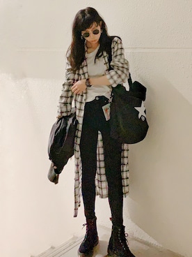 「MOUSSY（マウジー）のアイテム（ライダースジャケット）」を使った、Ｓｈａｋｉｎ.さん（レディース・168cm）の秋コーディネート