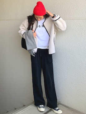 「チャックテイラー」｜「アイテム（ブルゾン）」を使った、Ｓｈａｋｉｎ.さん（レディース・168cm）の冬コーディネート