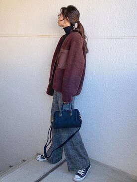 「UNIQLO（ユニクロ）のフリースカーディガン（長袖）（その他アウター）」を使った、Ｓｈａｋｉｎ.さん（レディース・168cm）の冬コーディネート