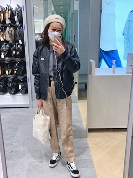 「Ameri（アメリ）のアイテム（MA-1）」を使った、Ｓｈａｋｉｎ.さん（レディース・169cm）の冬コーディネート