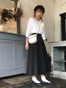 「RETRO GIRL（レトロガール）のアイテム（ハンチング/ベレー帽）」を使った、さえちゃんぬさん（レディース・158cm）の夏コーディネート