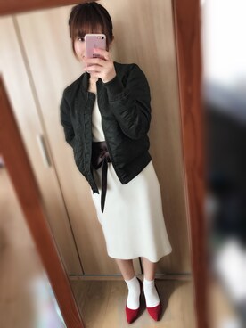 「サッシュベルト」｜「アイテム（ブルゾン）」を使った、Amyさん（レディース・153cm）の春コーディネート