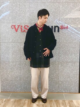 「orSlow（オアスロウ）のアイテム（ノーカラージャケット）」を使った、youさん（メンズ・182cm）の冬コーディネート
