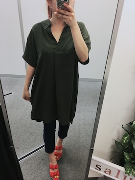 「スキッパーシャツ」｜「アイテム（シャツワンピース）」を使った、salusさん（レディース・156cm）の夏コーディネート