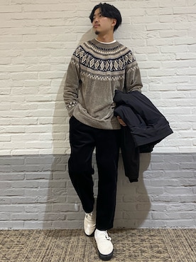 「Right-on（ライトオン）のアイテム（ニット/セーター）」を使った、riku1166さん（メンズ・180cm）の冬コーディネート