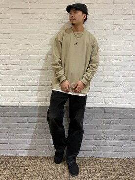 「KANGOL（カンゴール）のアイテム（スウェット）」を使った、riku1166さん（メンズ・180cm）の冬コーディネート