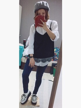 「LBC（エルビーシー）のアイテム（ハンチング/ベレー帽）」を使った、kanoさん（レディース・154cm）の春コーディネート