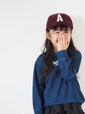 「MAKE YOUR DAY（メイクユアデイ）のアイテム（キャップ）」を使った、makeyourday_officialさん（キッズ・111cm）の夏コーディネート
