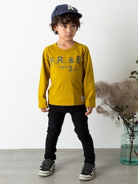 「アイテム（キャップ）」を使った、makeyourday_officialさん（キッズ・105cm）の秋コーディネート