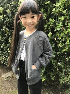 「アイテム（カーディガン/ボレロ）」を使った、makeyourday_officialさん（キッズ・110cm）の秋コーディネート