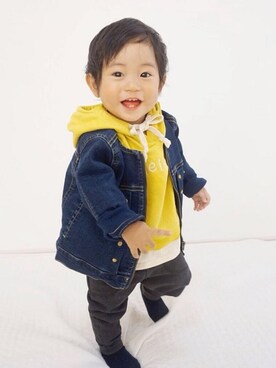 「MAKE YOUR DAY（メイクユアデイ）のアイテム（ジャケット/アウター）」を使った、makeyourday_officialさん（キッズ・72cm）の秋コーディネート