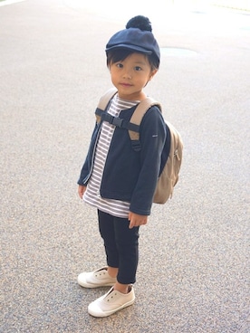 「アイテム（キャップ）」を使った、makeyourday_officialさん（キッズ・103cm）の秋コーディネート
