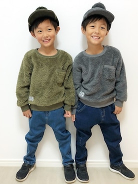 「アイテム（デニムパンツ）」を使った、makeyourday_officialさん（キッズ・105cm）の秋コーディネート