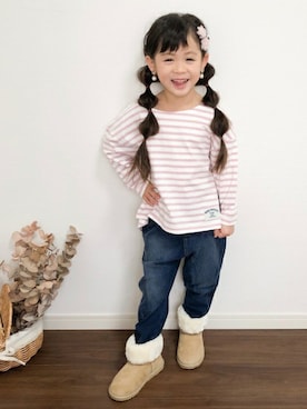 「アイテム（Tシャツ/カットソー）」を使った、makeyourday_officialさん（キッズ・110cm）の冬コーディネート