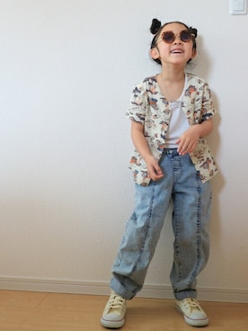 「アイテム（シャツ/ブラウス）」を使った、makeyourday_officialさん（キッズ・110cm）の春コーディネート