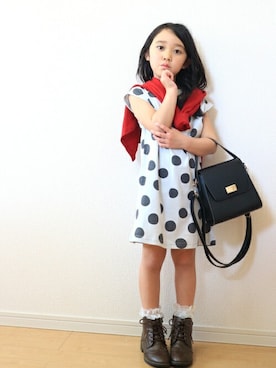 「MAKE YOUR DAY（メイクユアデイ）のアイテム（ワンピース/ドレス）」を使った、makeyourday_officialさん（キッズ・110cm）の春コーディネート