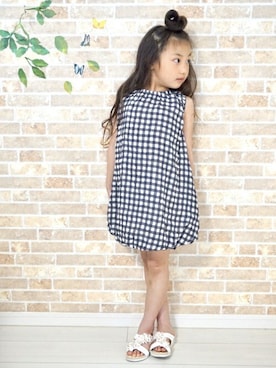 「MAKE YOUR DAY（メイクユアデイ）のアイテム（ワンピース/ドレス）」を使った、makeyourday_officialさん（キッズ・110cm）の春コーディネート