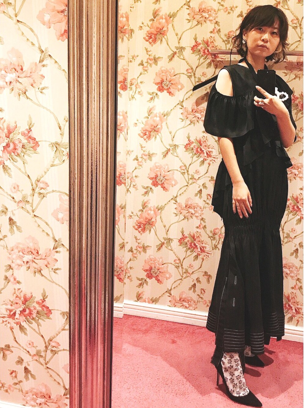 「展示会、2018ss、irene」｜「IRENEのアイテム（ワンピース/ドレス、ブラック系）」を使った、ayupyさん（レディース・162cm）の秋コーディネートの1枚目の写真