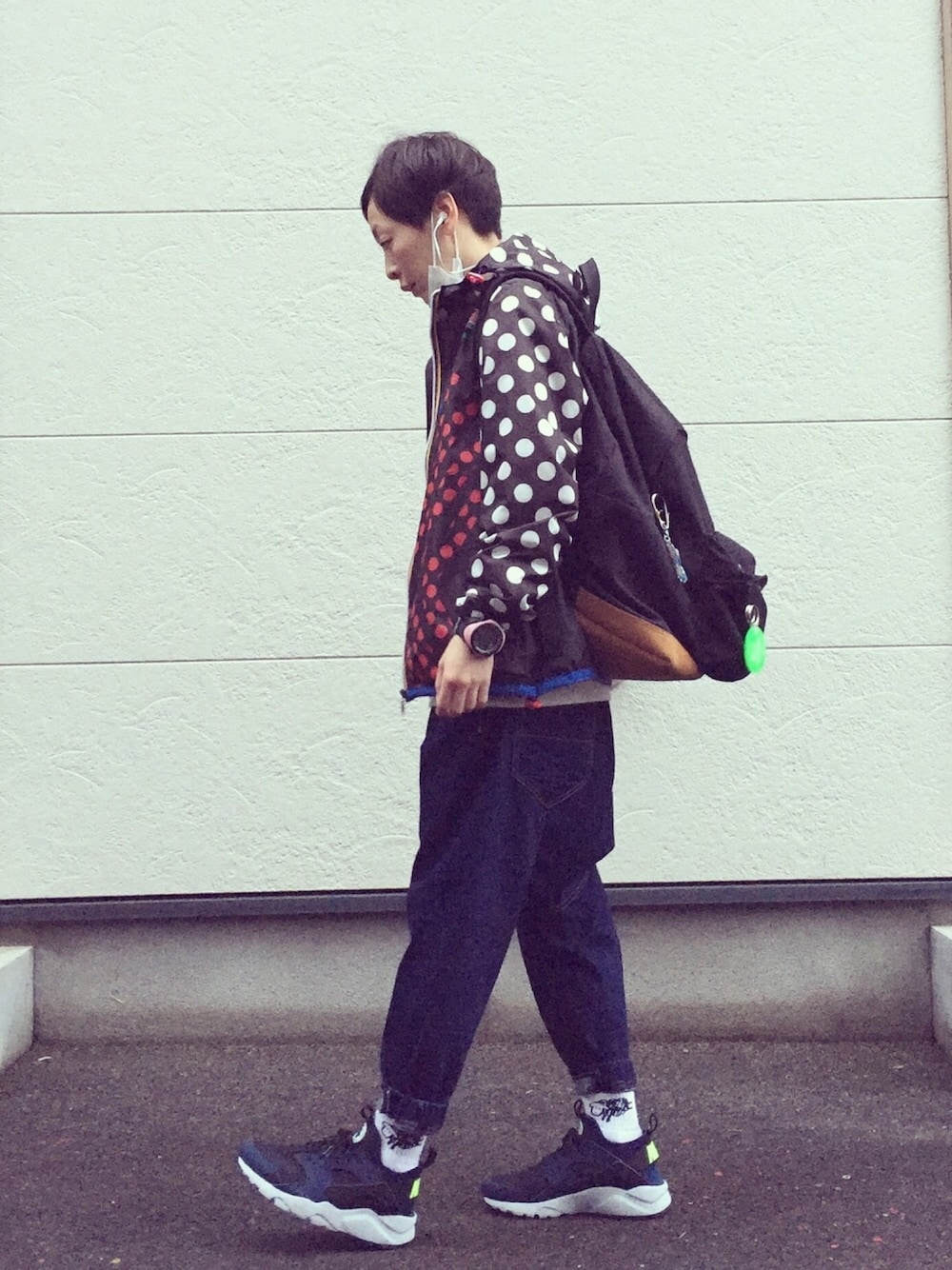 「FRAPBOIS、NIKE、ハラチ、toxgo」｜「FRAPBOISのK-WAY　for　FRAPBOIS（ブルゾン、ブラック系）」を使った、0309さん（レディース・155cm）の春コーディネートの1枚目の写真