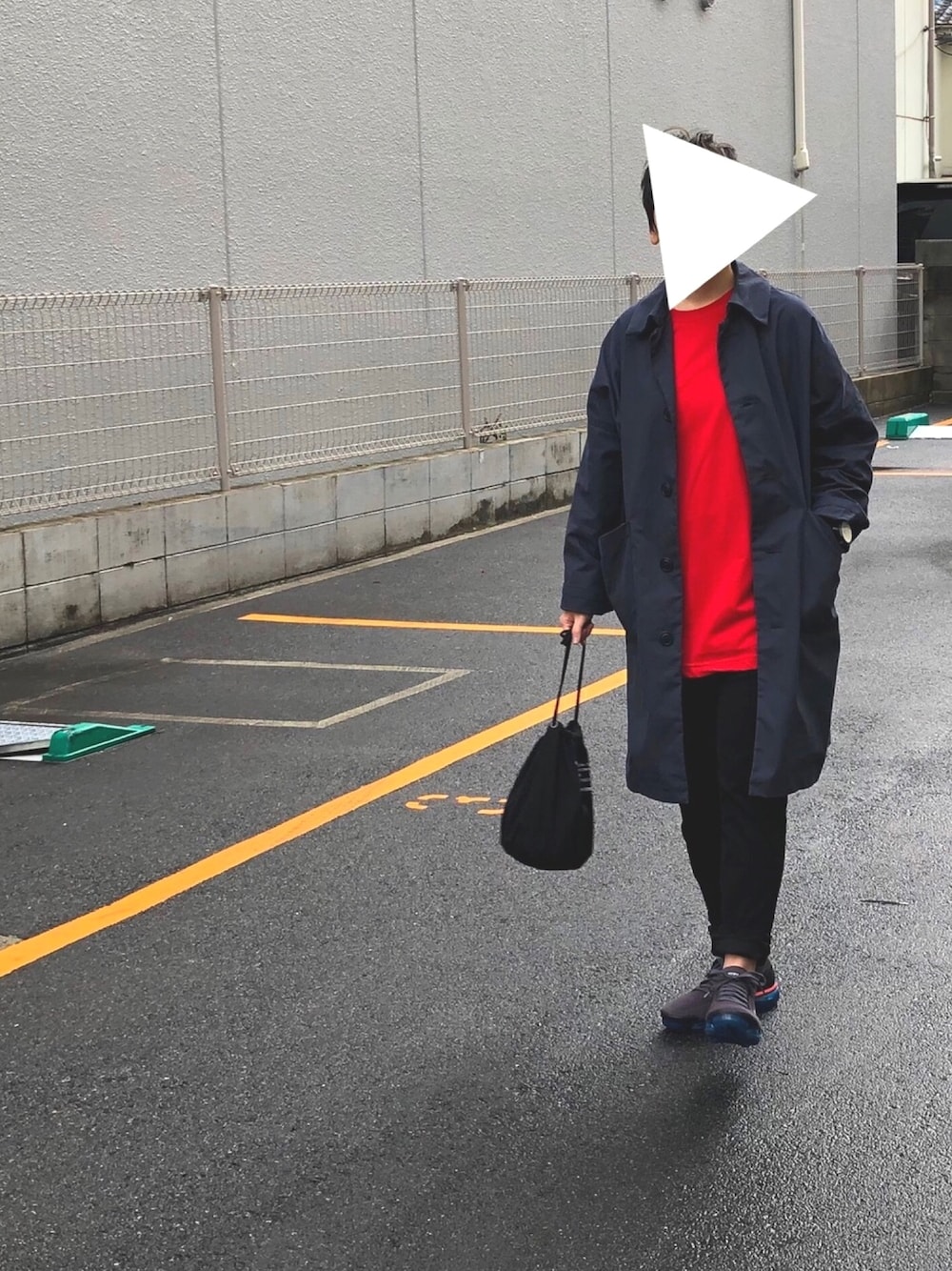「SOPHNET.、uniform experiment、vapormax」｜「SOPHNET.のアイテム（トレンチコート、ブルー系）」を使った、0309さん（レディース・155cm）の春コーディネートの1枚目の写真