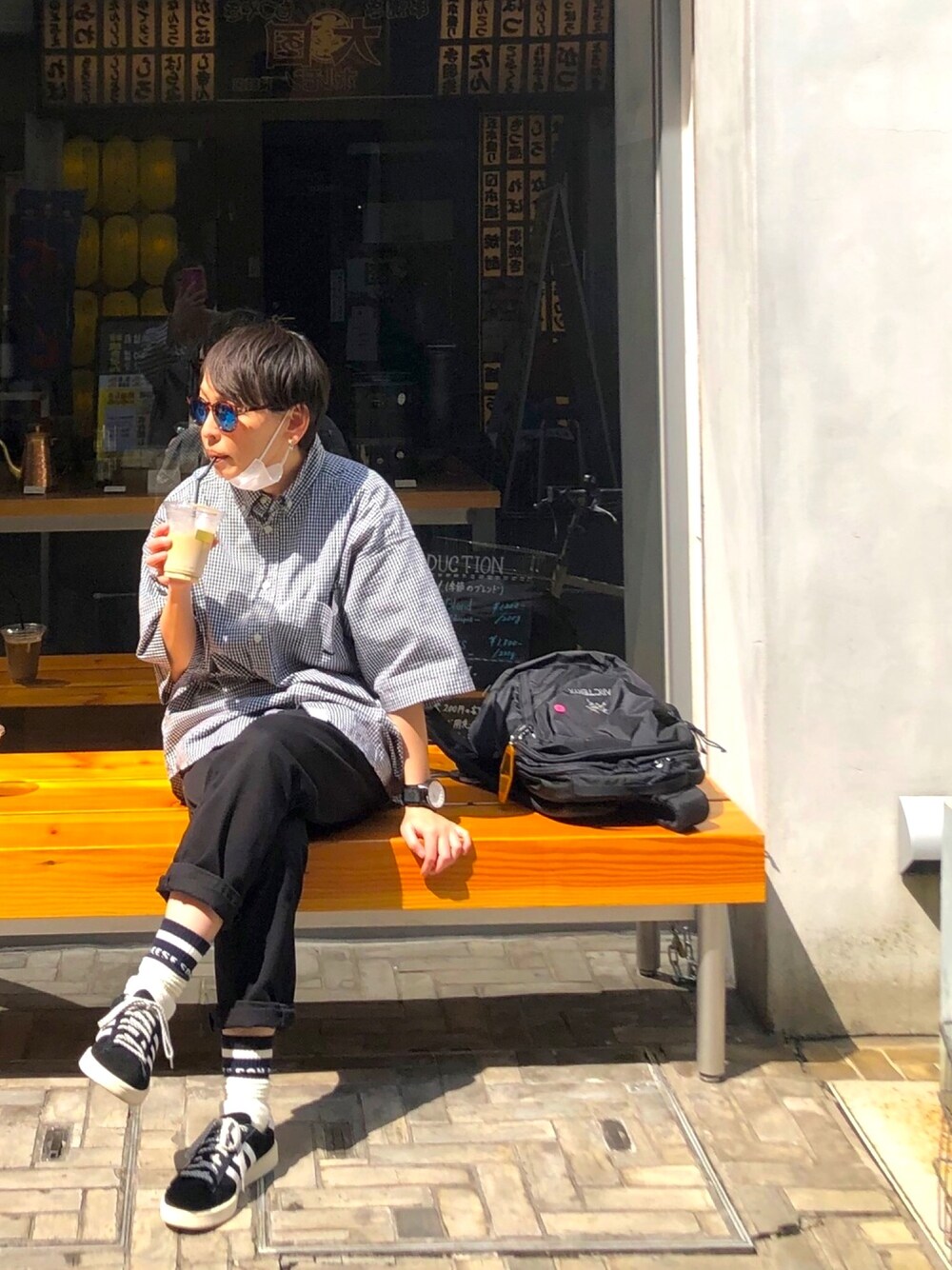 「ディセンダント、descendant、ARC'TERYX」｜「DESCENDANTのアイテム（シャツ/ブラウス、ブラック系）」を使った、0309さん（レディース・155cm）の春コーディネートの1枚目の写真