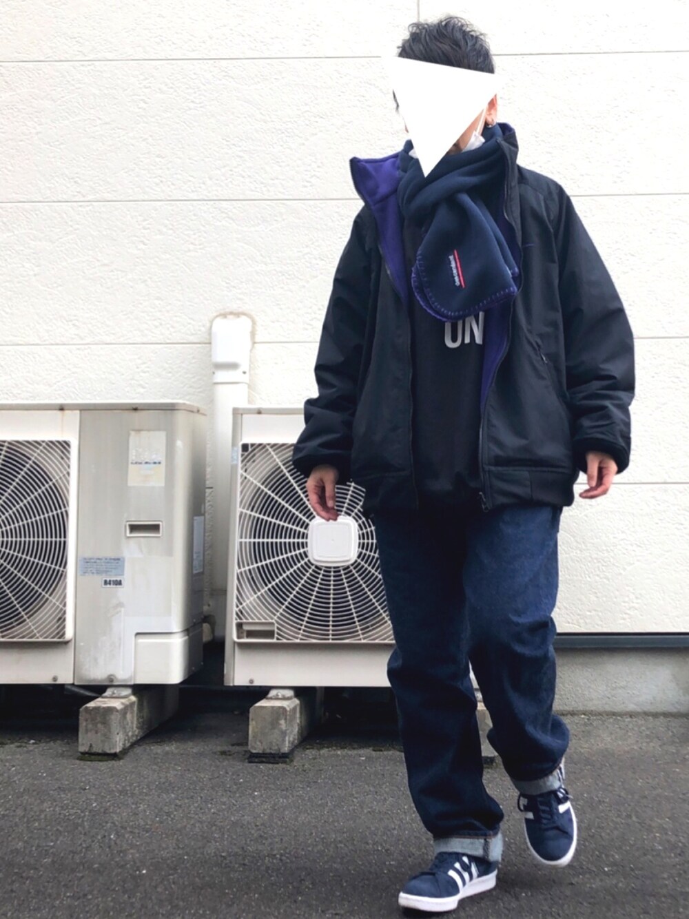 「descendant、uniform experiment、UE」｜「DESCENDANTのアイテム（ブルゾン、ブラック系）」を使った、0309さん（レディース・155cm）の冬コーディネートの1枚目の写真