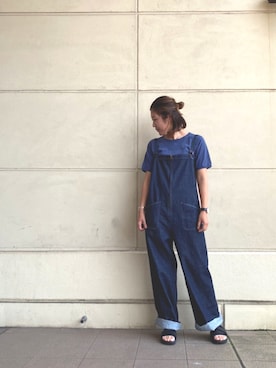 「schott（ショット）のアイテム（オールインワン・サロペット）」を使った、AYANEさん（レディース・166cm）の夏コーディネート