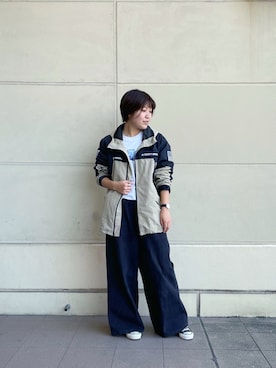 「SCHOTT」｜「アイテム（マウンテンパーカー）」を使った、AYANEさん（レディース・166cm）の冬コーディネート