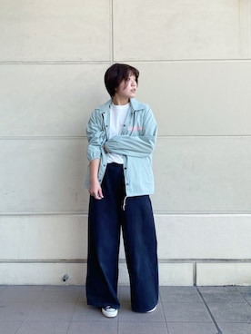 「SCHOTT」｜「アイテム（ナイロンジャケット）」を使った、AYANEさん（レディース・166cm）の冬コーディネート