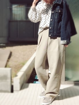 「mysty woman（ミスティウーマン）のアイテム（デニムジャケット）」を使った、かえ。さん（レディース・157cm）の春コーディネート