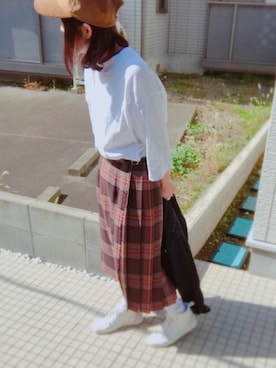 「コーデュロイキャップ」｜かえ。さん（レディース・158cm）の秋コーディネート
