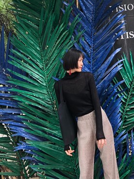 「me（ミイ）のアイテム（バッグ）」を使った、白大厨厨厨厨厨さん（レディース・163cm）の秋コーディネート