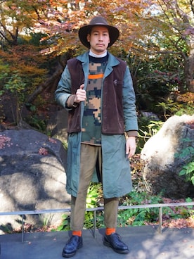 「SCYE BASICS（サイベーシックス）のアイテム（ジャケット/アウター）」を使った、Koki Shibata (ナス)さん（メンズ・176cm）の冬コーディネート