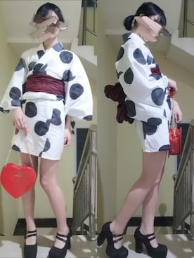 「kimono」｜「アイテム（浴衣）」を使った、老尼克生发水さん（レディース・160cm）の夏コーディネート