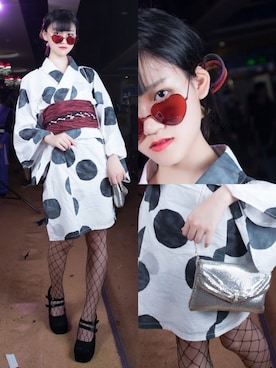 「kimono」｜「アイテム（浴衣）」を使った、老尼克生发水さん（レディース・160cm）の夏コーディネート