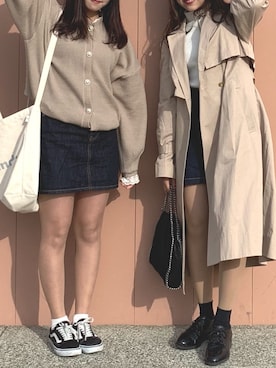 「ユニバ」｜「アイテム（トレンチコート）」を使った、risaさん（レディース・160cm）の春コーディネート