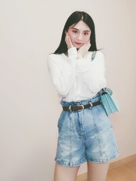 「アイテム（メッセンジャーバッグ、ブルー系）」を使った、sprinkle02さん（レディース・165cm）の夏コーディネート