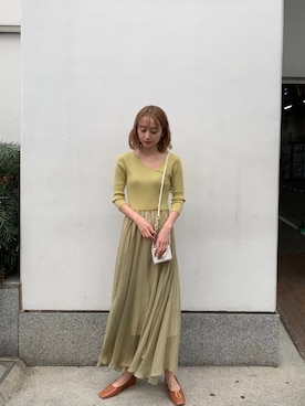 Lily Brown リリーブラウン のワンピース グリーン系 を使った人気ファッションコーディネート Wear