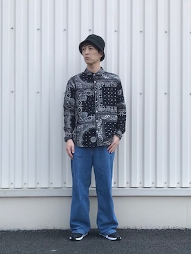 「SENSE OF PLACE by URBAN RESEARCH（センスオブプレイスバイアーバンリサーチ）のワイドデニム（その他パンツ）」を使った、kyoroさん（メンズ・177cm）の夏コーディネート