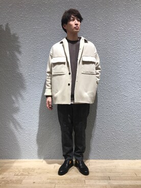 「ムートン」｜「アイテム（その他アウター）」を使った、kyoroさん（メンズ・177cm）の冬コーディネート