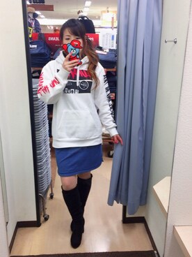 「SEVENDAYS=SUNDAY（セブンデイズサンデイ）のアイテム（デニムスカート）」を使った、ティアラさん（レディース・158cm）の秋コーディネート